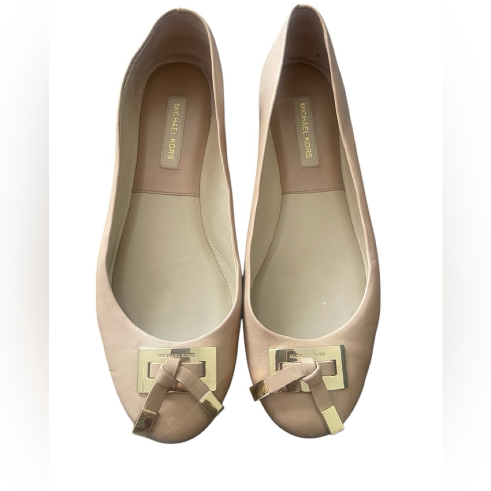 Michael Kors Cream Flats with Gold Accents